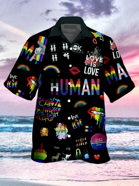 Men's LGBT Rainbow Print Loose Short Sleeve Hawaiian Shirt, Black, Men's Floral shirt
Men's LGBT Rainbow Print Loose Short Sleeve Hawaiian Shirt, Black, Men's Floral shirt
