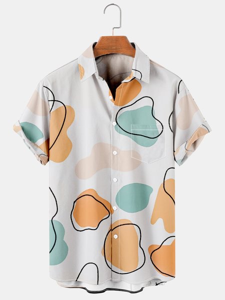 Men's Geometric Lines Breathable Short Sleeve Hawaiian Shirt With Chest Pocket, White, Men's Floral shirt
Men's Geometric Lines Breathable Short Sleeve Hawaiian Shirt With Chest Pocket, White, Men's Floral shirt