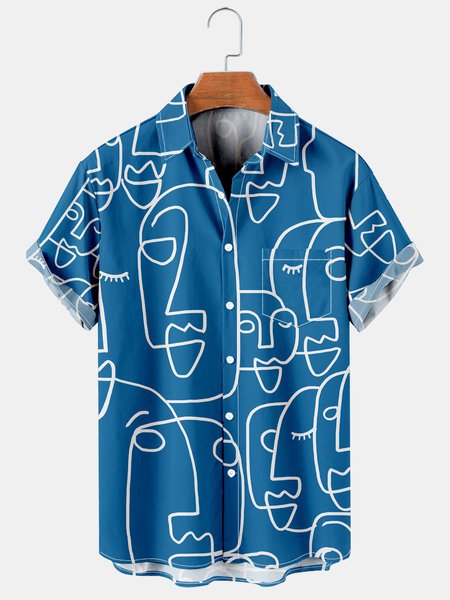 Men's Geometric Lines Breathable Short Sleeve Hawaiian Shirt With Chest Pocket, Blue, Men's Floral shirt
Men's Geometric Lines Breathable Short Sleeve Hawaiian Shirt With Chest Pocket, Blue, Men's Floral shirt