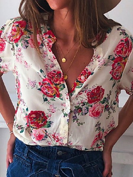 Casual floral print short-sleeved smooth fabric shirt, Multicolor, Shirts & Blouses
Casual floral print short-sleeved smooth fabric shirt, Multicolor, Shirts & Blouses