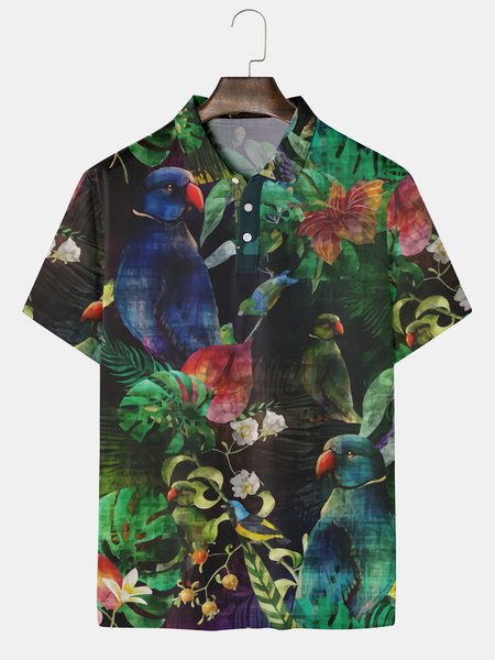 Resort-Inspired Hawaiian Gradient Floral And Animal-Inspired Lapel Short-Sleeved Polo-Print Top, Black, Men's t-shirts
Resort-Inspired Hawaiian Gradient Floral And Animal-Inspired Lapel Short-Sleeved Polo-Print Top, Black, Men's t-shirts