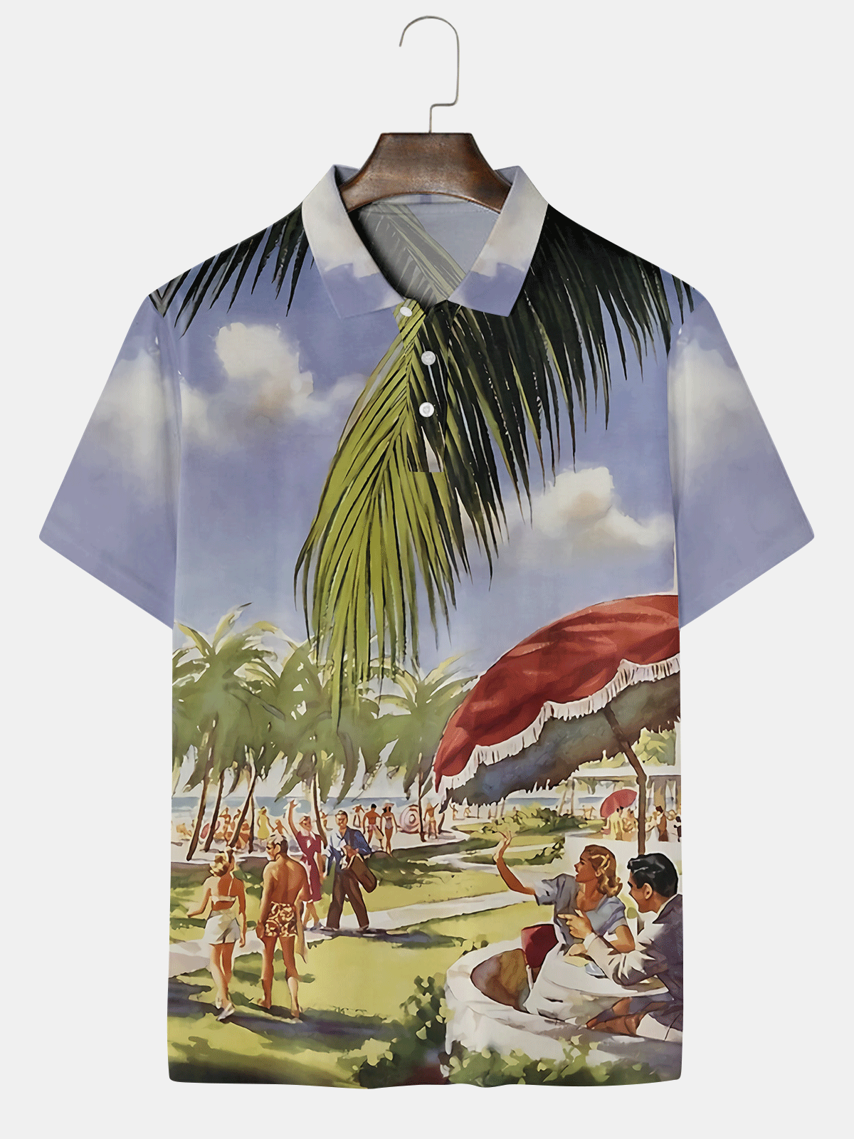 Resort Style Hawaiian Series Coconut Tree Floral Elements Lapel Short-Sleeved Polo Print Top, Multicolor, Men's t-shirts
Resort Style Hawaiian Series Coconut Tree Floral Elements Lapel Short-Sleeved Polo Print Top, Multicolor, Men's t-shirts