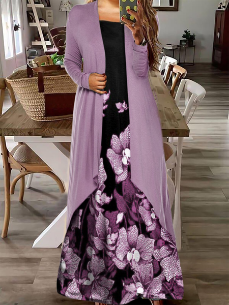 Floral Printed Elegant Fashion Long sleeve Loosen Maxi Dress Two Piece Sets, Purple, Suit Set
Floral Printed Elegant Fashion Long sleeve Loosen Maxi Dress Two Piece Sets, Purple, Suit Set