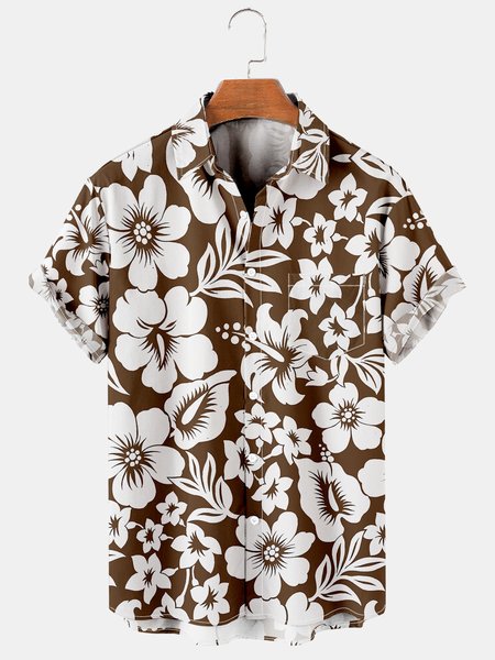 Mens Hawaiian Floral Print Lapel Loose Chest Pockets Short Sleeve Funky Aloha Shirts, Brown, Men's Floral shirt
Mens Hawaiian Floral Print Lapel Loose Chest Pockets Short Sleeve Funky Aloha Shirts, Brown, Men's Floral shirt