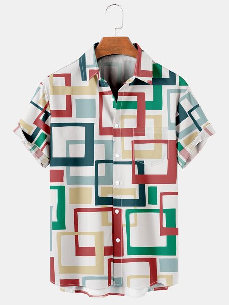 Men's Geometric Printed Casual Short Sleeve Hawaiian Shirt with Chest Pocket, White, Men's Floral shirt
Men's Geometric Printed Casual Short Sleeve Hawaiian Shirt with Chest Pocket, White, Men's Floral shirt