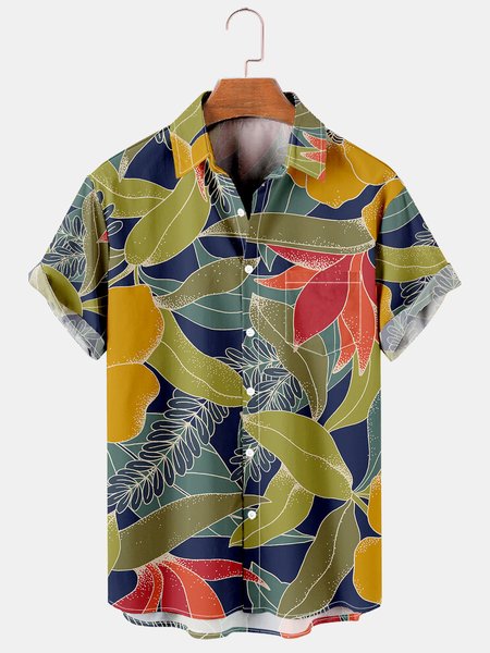 Mens Hawaiian Leaves Print Lapel Loose Chest Pockets Short Sleeve Funky Aloha Shirts, Blue, Men's Floral shirt
Mens Hawaiian Leaves Print Lapel Loose Chest Pockets Short Sleeve Funky Aloha Shirts, Blue, Men's Floral shirt