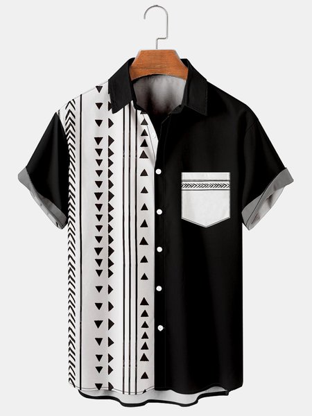 Men's Striped Print Casual Breathable Short Sleeve Shirt, Black, Men's Floral shirt
Men's Striped Print Casual Breathable Short Sleeve Shirt, Black, Men's Floral shirt