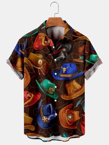 Mens Cowboy Print Lapel Loose Chest Pocket Short Sleeve Funky Aloha Shirts, Brown, Men's Floral shirt
Mens Cowboy Print Lapel Loose Chest Pocket Short Sleeve Funky Aloha Shirts, Brown, Men's Floral shirt