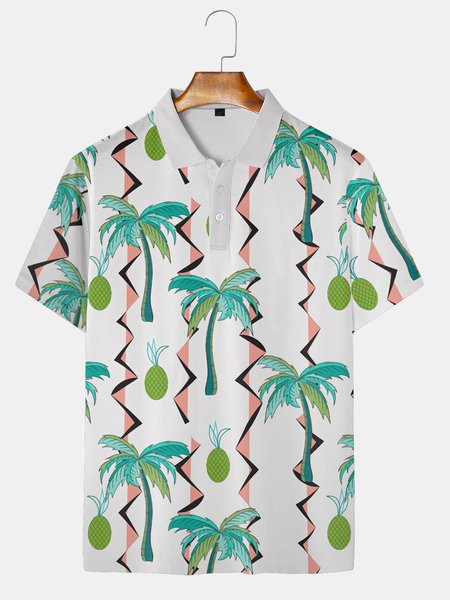 Resort Style Hawaiian Series Coconut Tree Fruit Stripe Color Block Element Lapel Short-Sleeved Polo Print Top, White, Men's t-shirts
Resort Style Hawaiian Series Coconut Tree Fruit Stripe Color Block Element Lapel Short-Sleeved Polo Print Top, White, Men's t-shirts