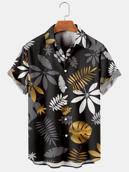 Men's Leaf Printed Casual Short Sleeve Hawaiian Shirt with Chest Pocket, Black, Men's Floral shirt
Men's Leaf Printed Casual Short Sleeve Hawaiian Shirt with Chest Pocket, Black, Men's Floral shirt