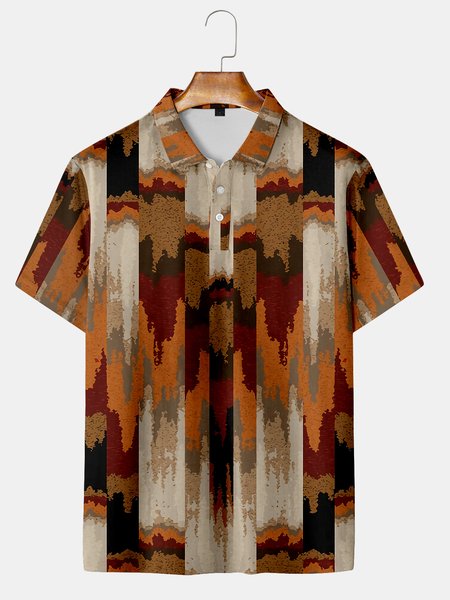 Casual Style Culture Series Gradient Retro Geometric Stripes Ethnic Pattern Elements Lapel Short-Sleeved Polo Print Top, Brown, Men's t-shirts
Casual Style Culture Series Gradient Retro Geometric Stripes Ethnic Pattern Elements Lapel Short-Sleeved Polo Print Top, Brown, Men's t-shirts