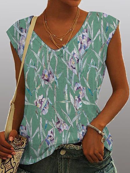 Geometric flower print Holiday Beach loose sleeveless top T-shirt Plus Size, Lightgreen, Tank Tops & Camis
Geometric flower print Holiday Beach loose sleeveless top T-shirt Plus Size, Lightgreen, Tank Tops & Camis