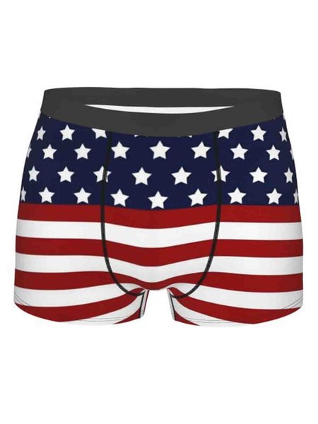 American Flag Print Men's Boxer Briefs, As picture, Shorts