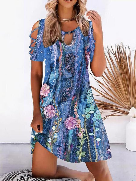 Abstract Floral Printed Short Sleeve Notched Plus Size Casual Dresses, Blue, Mini Dresses
Abstract Floral Printed Short Sleeve Notched Plus Size Casual Dresses, Blue, Mini Dresses