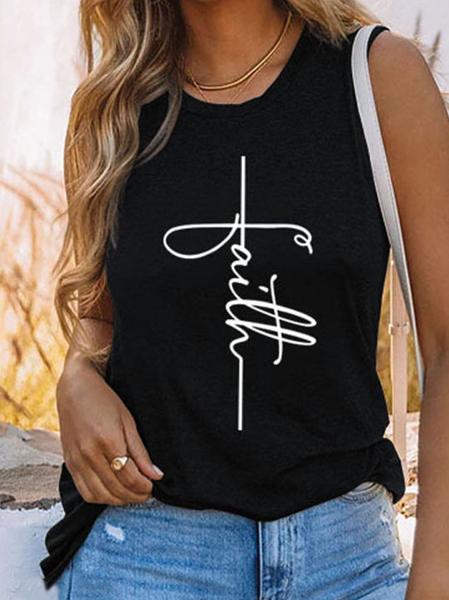 Round Neck Casual Loose Letter Print Tank Top T-shirt, Black, Tanks & Camis
Round Neck Casual Loose Letter Print Tank Top T-shirt, Black, Tanks & Camis