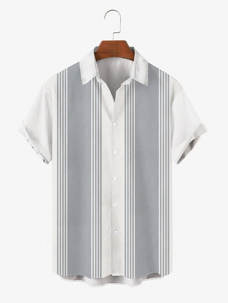 Mens Striped Print Round Hem Loose Short Sleeve Hawaiian Shirts, Gray, Men's Floral shirt
Mens Striped Print Round Hem Loose Short Sleeve Hawaiian Shirts, Gray, Men's Floral shirt