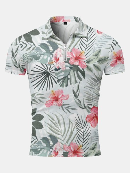 Holiday Style Hawaiian Series Plant Leaves And Floral Elements Lapel Short-Sleeved Polo Print Top, Gray, Men's t-shirts
Holiday Style Hawaiian Series Plant Leaves And Floral Elements Lapel Short-Sleeved Polo Print Top, Gray, Men's t-shirts