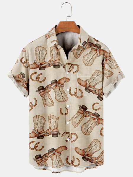 Men's Western Denim Printed Casual Short Sleeve Hawaiian Shirt with Chest Pocket, White-brown, Men's Floral shirt
Men's Western Denim Printed Casual Short Sleeve Hawaiian Shirt with Chest Pocket, White-brown, Men's Floral shirt