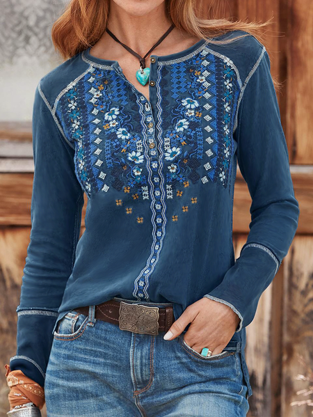 Casual Tribal Printed Long Sleeves V Neck T-shirt Long Sleeve T-shirt, Blue, T-Shirts
Casual Tribal Printed Long Sleeves V Neck T-shirt Long Sleeve T-shirt, Blue, T-Shirts