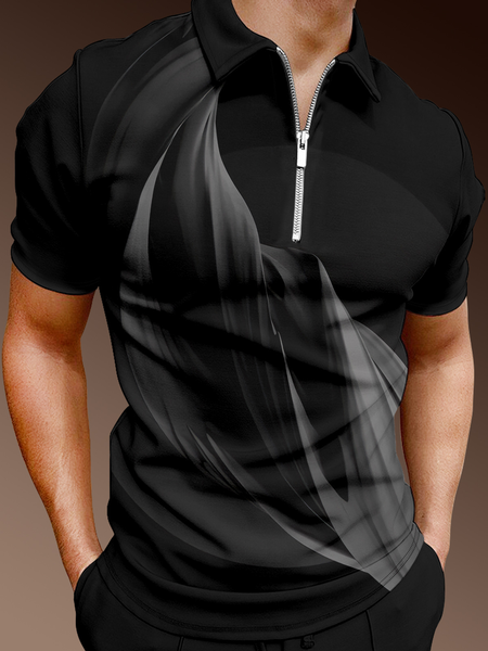 Casual Art Series Abstract Gradient 3D Striped Element Lapel Short Sleeve Polo Print Top, Black, Men's t-shirts
Casual Art Series Abstract Gradient 3D Striped Element Lapel Short Sleeve Polo Print Top, Black, Men's t-shirts