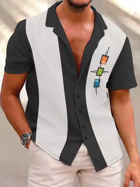 Men’s Vintage Casual Short Sleeve Bowling Shirt, Black, Short Sleeves Shirts
Men’s Vintage Casual Short Sleeve Bowling Shirt, Black, Short Sleeves Shirts