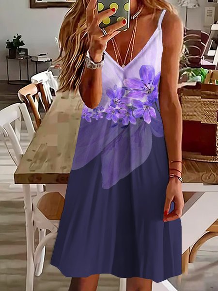Casual Sleeveless Knitting Dresses, Purple, Mini Dresses
