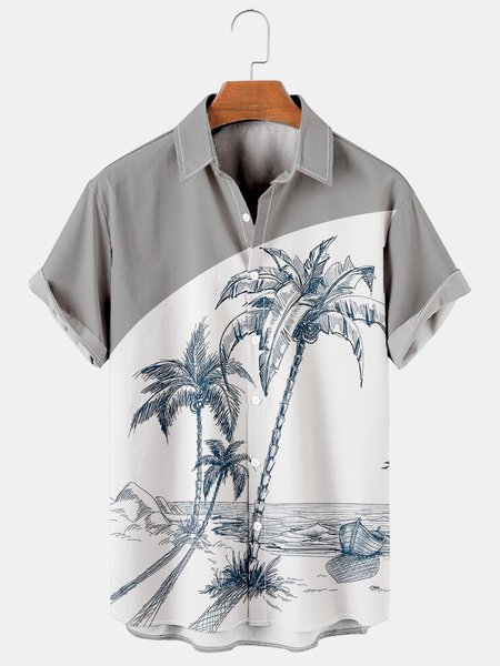 Mens Coconut Print Lapel Loose Short Sleeve Trendy Hawaiian Shirt, Gray, Men's Floral shirt
Mens Coconut Print Lapel Loose Short Sleeve Trendy Hawaiian Shirt, Gray, Men's Floral shirt