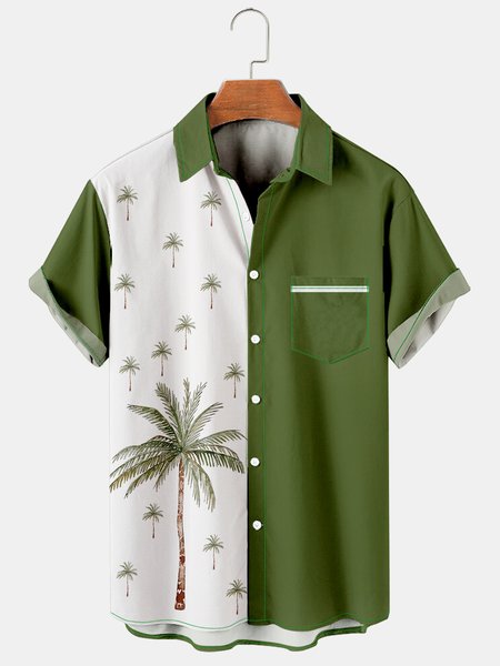 Coconut Tree Pattern Men's Casual Chest Pocket Hawaiian Short Sleeve Shirt, Green, Men's Floral shirt
Coconut Tree Pattern Men's Casual Chest Pocket Hawaiian Short Sleeve Shirt, Green, Men's Floral shirt