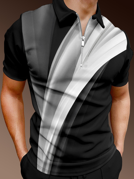 Casual Art Series Gradient 3D Stripes Geometric Lapel Short Sleeve Polo Print Top, Black, Men's t-shirts
Casual Art Series Gradient 3D Stripes Geometric Lapel Short Sleeve Polo Print Top, Black, Men's t-shirts