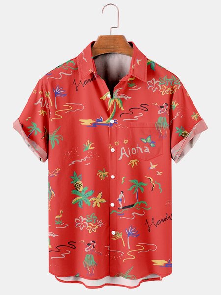 Men's Retro Casual Breathable Short Sleeve Hawaiian Shirt with Chest Pocket, Red, Men's Floral shirt
Men's Retro Casual Breathable Short Sleeve Hawaiian Shirt with Chest Pocket, Red, Men's Floral shirt