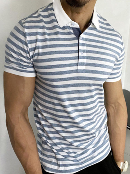 Casual Art Collection Geometric Striped Lapel Short Sleeve Polo Top, Blue, Men's t-shirts
Casual Art Collection Geometric Striped Lapel Short Sleeve Polo Top, Blue, Men's t-shirts