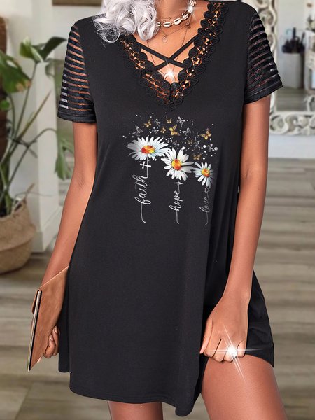 Romantic Floral Butterfly Letter Casual Loosen Cross V Neck Midi Short Sleeve Knit Dress, Black, Mini Dresses
Romantic Floral Butterfly Letter Casual Loosen Cross V Neck Midi Short Sleeve Knit Dress, Black, Mini Dresses