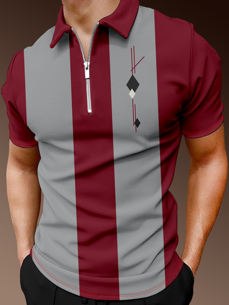 Casual Art Collection Striped Geometric Color Block Lapel Short Sleeve Polo Print Top, Red, Men's t-shirts
Casual Art Collection Striped Geometric Color Block Lapel Short Sleeve Polo Print Top, Red, Men's t-shirts