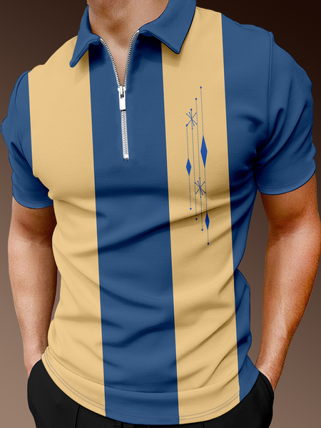 Casual Art Collection Striped Geometric Lapel Short Sleeve Polo Print Top, Blue, Men's t-shirts
Casual Art Collection Striped Geometric Lapel Short Sleeve Polo Print Top, Blue, Men's t-shirts