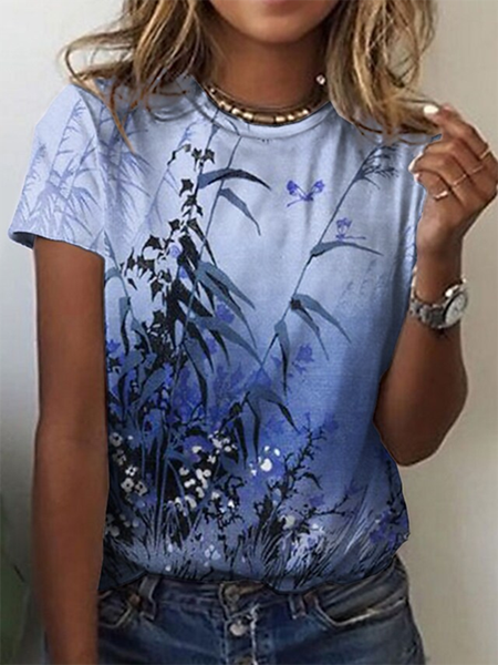 Plants Crew Neck Short Sleeve Casual T-Shirt, As picture, T-Shirts
