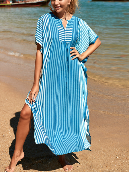 vacation beach dress Loosen Notched Striped Short Sleeve Woven Dress, Blue, Dresses
vacation beach dress Loosen Notched Striped Short Sleeve Woven Dress, Blue, Dresses