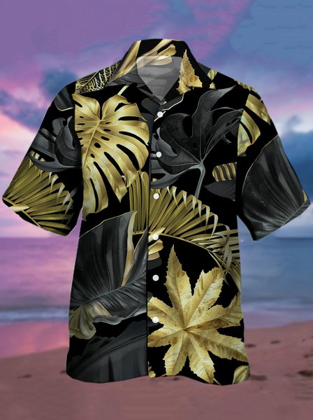 Mens Tropical Leaves Print Casual Breathable Short Sleeve Shirt, Black, Men's Floral shirt
Mens Tropical Leaves Print Casual Breathable Short Sleeve Shirt, Black, Men's Floral shirt