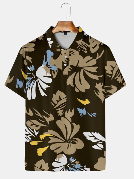 Resort-Inspired Hawaiian Floral Lapel Short-Sleeved Polo-Print Top, Black, Men's t-shirts
Resort-Inspired Hawaiian Floral Lapel Short-Sleeved Polo-Print Top, Black, Men's t-shirts