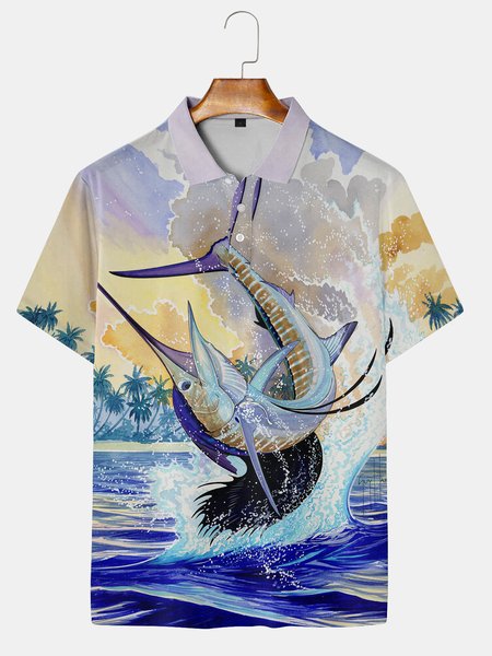 Casual Style Outdoor Series Adventure Fishing Plant Element Lapel Short Sleeve Polo Print Top, Multicolor, Men's t-shirts
Casual Style Outdoor Series Adventure Fishing Plant Element Lapel Short Sleeve Polo Print Top, Multicolor, Men's t-shirts