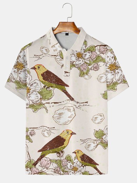 Casual Culture Collection Japanese Culture Floral Animal Elements Pattern Lapel Short Sleeve Polo Print Top, Apricot, Men's t-shirts
Casual Culture Collection Japanese Culture Floral Animal Elements Pattern Lapel Short Sleeve Polo Print Top, Apricot, Men's t-shirts