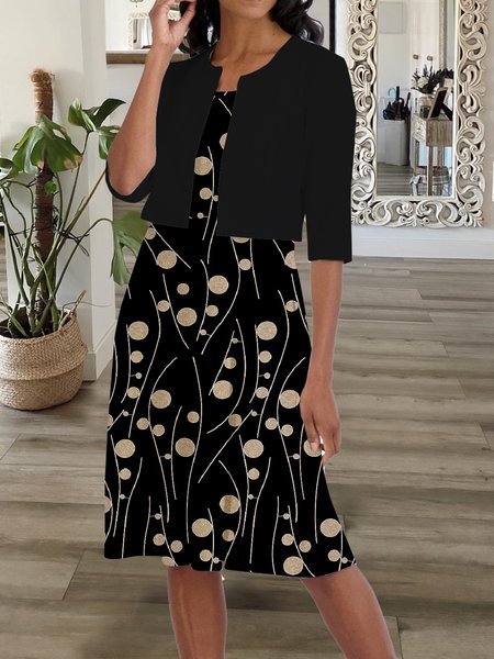 Geometric wave dot print plain patterned dress two-piece set holiday party set Plus Size, Black, Suit Set
Geometric wave dot print plain patterned dress two-piece set holiday party set Plus Size, Black, Suit Set