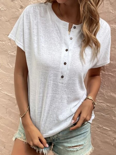 Slub elastic half cardigan nail buckle cover sleeve loose and versatile basic loose top T-shirt Plus Size, White, T-Shirts
Slub elastic half cardigan nail buckle cover sleeve loose and versatile basic loose top T-shirt Plus Size, White, T-Shirts