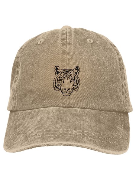 Tiger Year Of 2022 Adjustable Unisex Print Hat, Tan, Hats