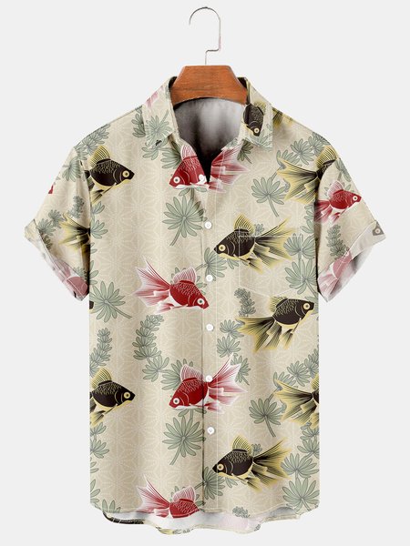 Japanese Traditional Pattern Men's Casual Hawaiian Short Sleeve Shirt, Off white, Men's Floral shirt
Japanese Traditional Pattern Men's Casual Hawaiian Short Sleeve Shirt, Off white, Men's Floral shirt