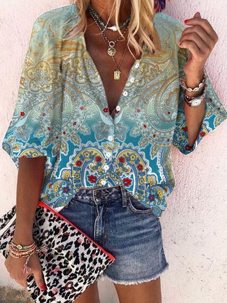 Gradient national style Palis pattern loose print button top shirt Plus Size, Multicolor, Shirts & Blouses
Gradient national style Palis pattern loose print button top shirt Plus Size, Multicolor, Shirts & Blouses