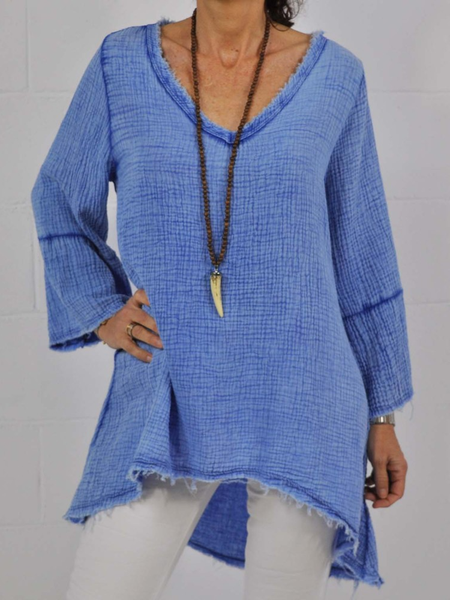 Casual Long Sleeve Tops, Blue, Shirts & Blouses