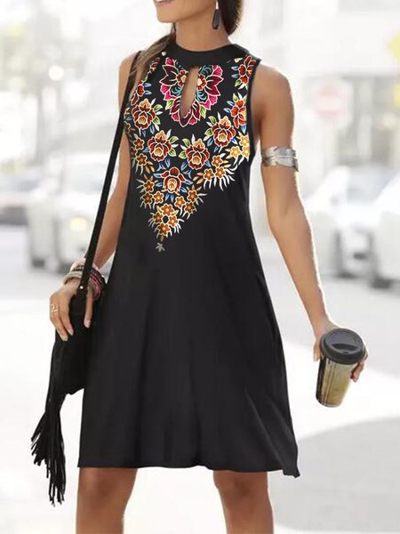 Floral Boho Sleeveless Knitting Dresses, Black, Mini Dresses
Floral Boho Sleeveless Knitting Dresses, Black, Mini Dresses