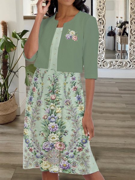 Loose fit holiday floral print dress coat two piece suit midi Plus Size, Aqua, Suit Set
Loose fit holiday floral print dress coat two piece suit midi Plus Size, Aqua, Suit Set