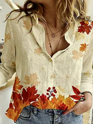 Maple Leaf Print Vintage Resort Shirt Shirt Collar Long Sleeve Blouse, Apricot, Shirts & Blouses
Maple Leaf Print Vintage Resort Shirt Shirt Collar Long Sleeve Blouse, Apricot, Shirts & Blouses