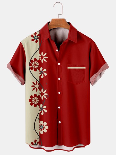 Traditional Floral Graphic Men's Casual Hawaiian Short Sleeve Shirt, Red, Men's Floral shirt
Traditional Floral Graphic Men's Casual Hawaiian Short Sleeve Shirt, Red, Men's Floral shirt